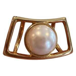 Vintage Parklane Pearl Pendant Scarf Slide Park Lane Gold and Pearl Enhancer